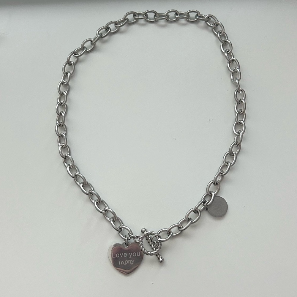 heart lock charm silver chain necklace